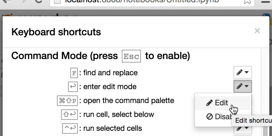 keyboard shortcut edit dropdown
