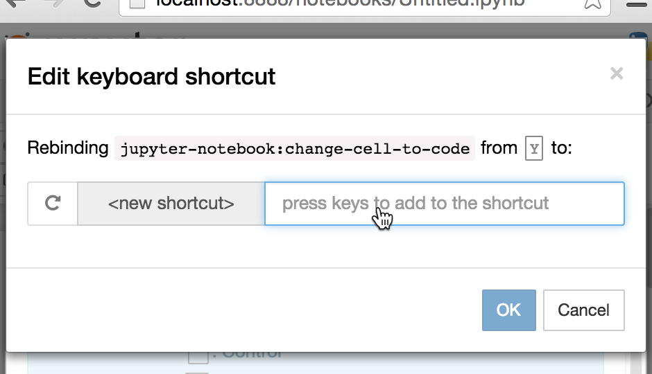 the shortcut editor dialog